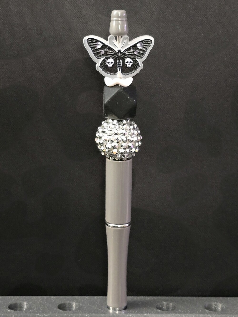 Deaths Head Moth Skull Novelty Beaded Pen